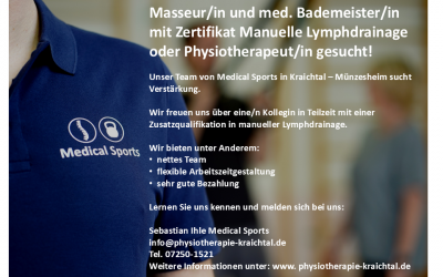 Wir stellen ein: Masseur/in und medizinischer/r Bademeister/in mit Ausbildung in Manueller Lymphdrainage/KPE